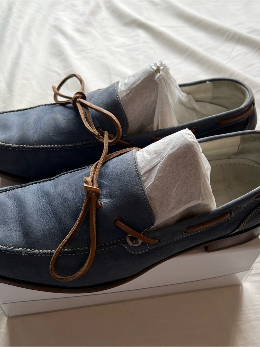 Cole Haan Navy Leather Loafers with Brown Laces